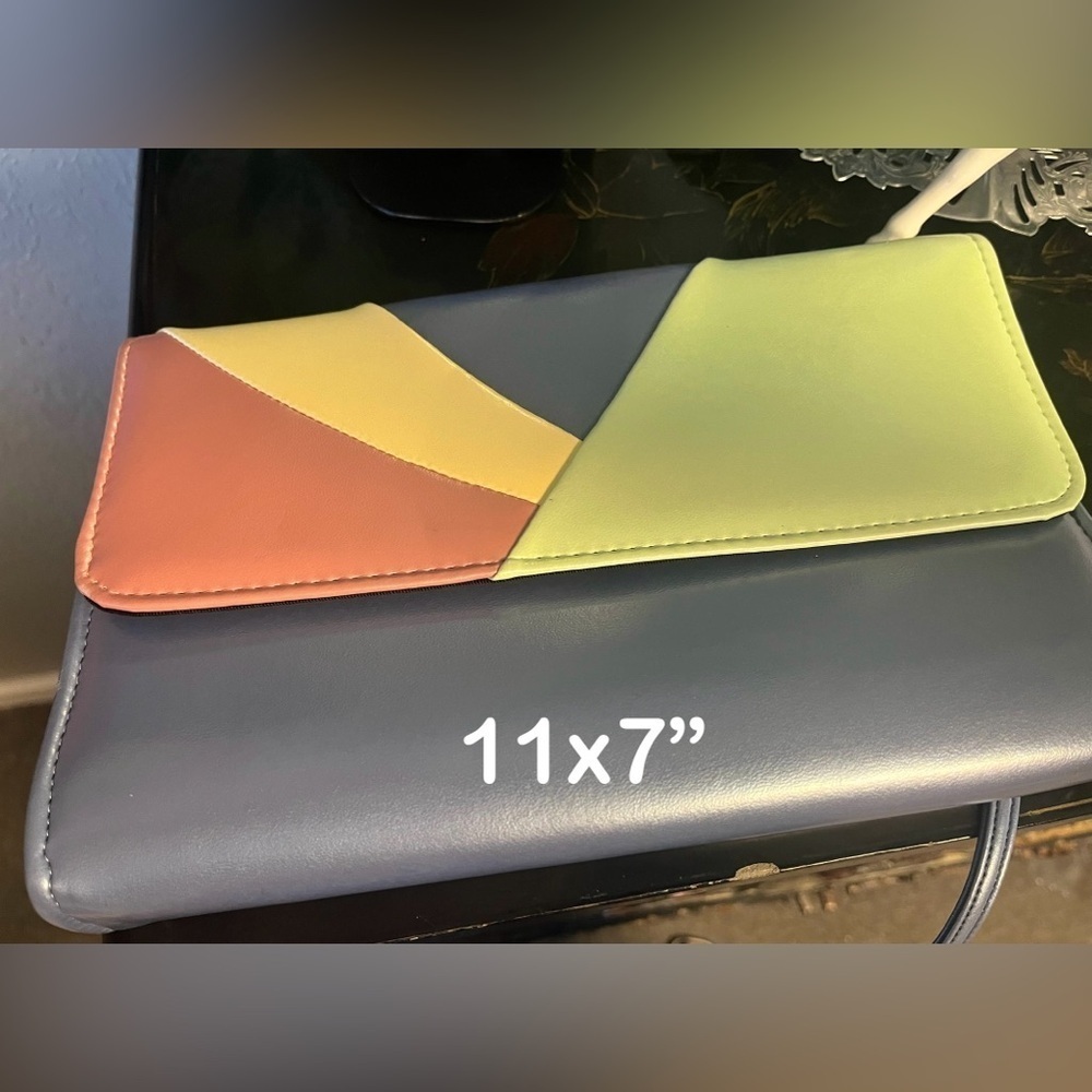 Vintage Pastel Colorblock Vegan Leather purse / Evening bag. Unusual colors! - Picture 9 of 9